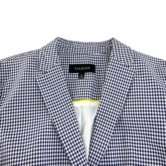 Talbots Blue Gingham 3 Button Blazer - Picture 2 of 6